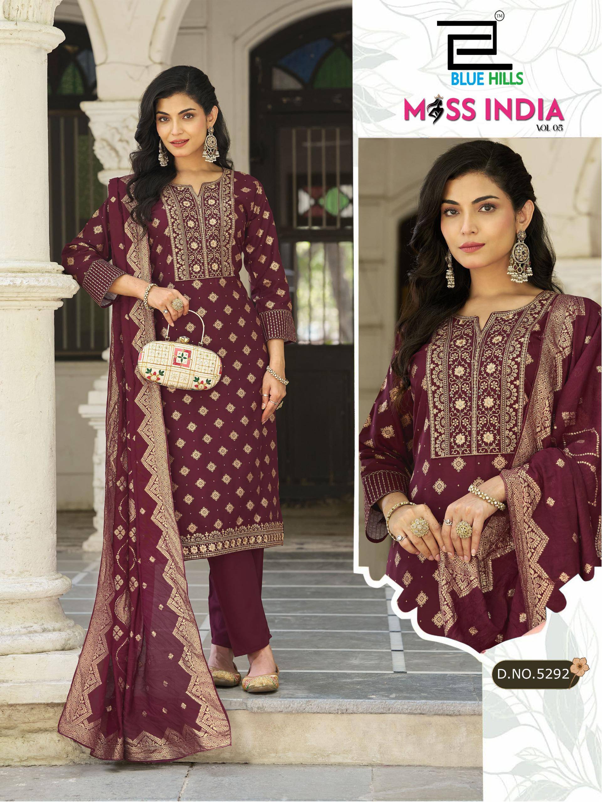 MISS INDIA VOL 5 By BLUE HULLS 5291 TO 5296 Beautiful Festive Suits Stylish Colorful Fancy Casual Wear & Ethnic Wear RAYON  14KG Dresses At Wholesale Price
